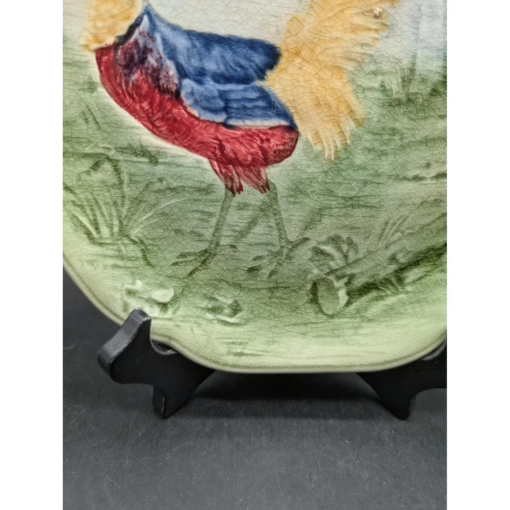 Antique Choisy-le-Roi H. Boulenger French‎ Majolica Pheasant Plate 8.5in
